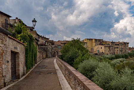 View over the town of Colle di Val d'Elsa at the Tuscany Region in Italyの写真素材