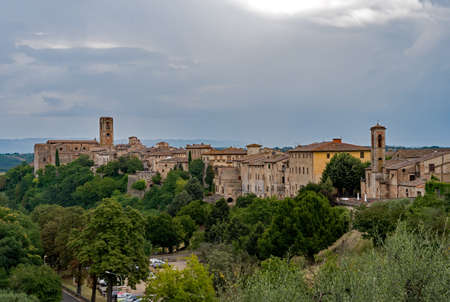 View over the town of Colle di Val d'Elsa at the Tuscany Region in Italyの写真素材