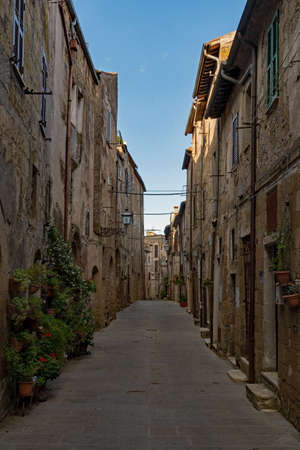 In the streets of the beautiful old town of Pitigliano, Tuscany Region in Italyの写真素材