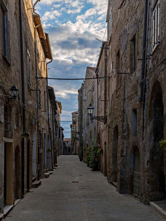 In the streets of the beautiful old town of Pitigliano, Tuscany Region in Italyの写真素材