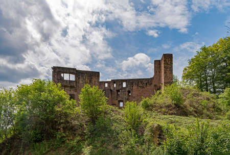 Ruin of Freienstein Castle in Gammelsbach, Oberzent in the Odenwald, Hesse, Germanyの写真素材