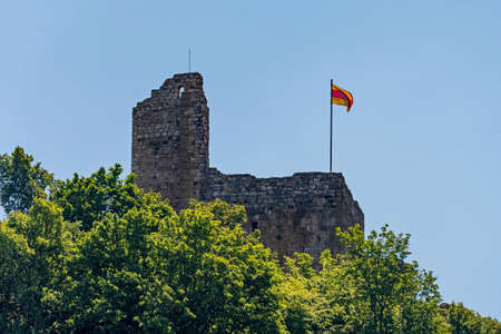 The Staufen Castle in Staufen at the Breisgau, Baden-Wurttemberg, Germanyの写真素材