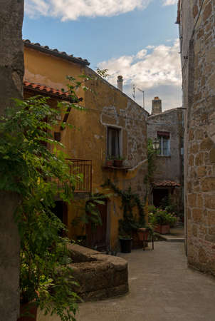 At the beautiful old town of Pitigliano at the Tuscany Region in Italyの写真素材