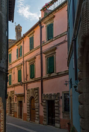 At the beautiful old town of Sorano at the Tuscany Region in Italyの写真素材