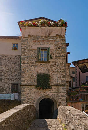 The beautiful old town of Bagnone at the Massa-Carrara, Tuscany Region in Italyの写真素材
