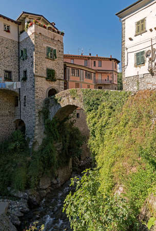 The beautiful old town of Bagnone at the Massa-Carrara, Tuscany Region in Italyの写真素材