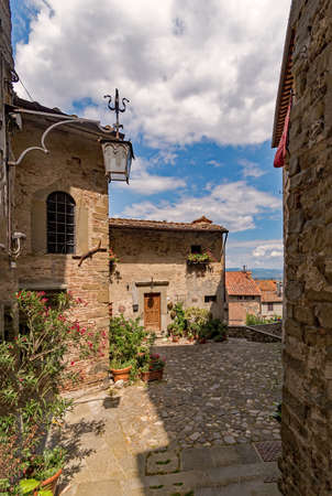 The old town of Anghiari at the Tuscany Region in Italyの写真素材