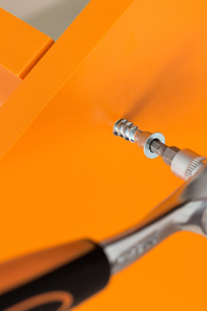 assembly of furniture made of particleboardの写真素材