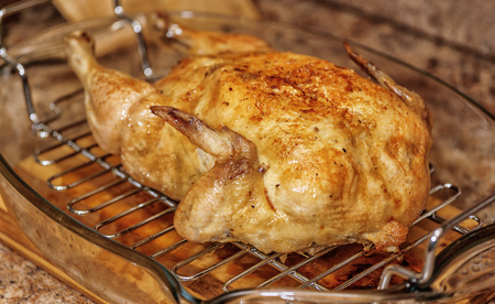 Roasted chicken on the grillの写真素材