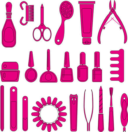 manicure, icon, set, isolated, toolsのイラスト素材