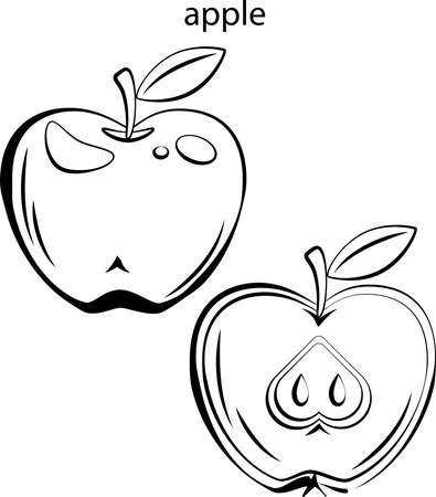 Black and white images of fruits for coloring.のイラスト素材