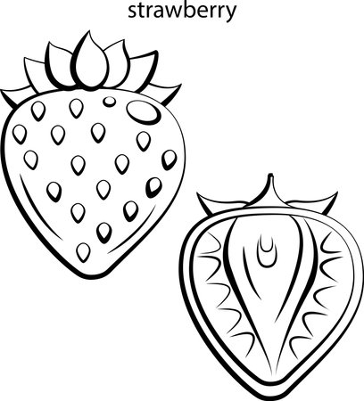 Black and white images of fruits for coloring.のイラスト素材