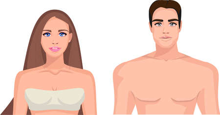 Portrait of a man and a woman on the shoulders.のイラスト素材