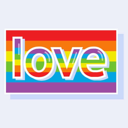 Flag of love. Bright rainbow sticker on a light background. Love.のイラスト素材