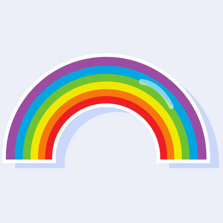 A rainbow of six bright colors. Sticker on a light background.のイラスト素材