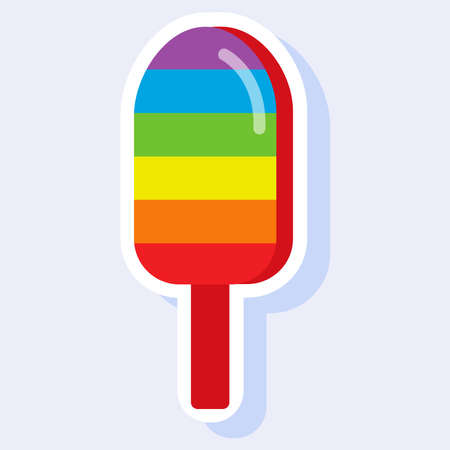 Bright rainbow ice cream sticker. On a light background.のイラスト素材
