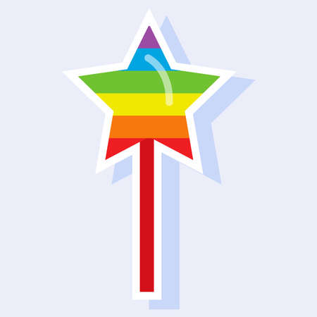 Rainbow star sticker on a stick. Bright, colored on a white background. candy.のイラスト素材