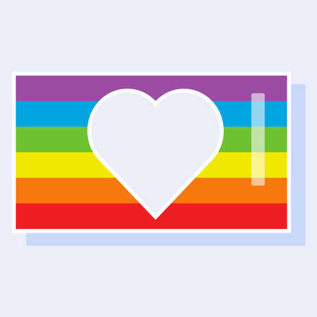 Rainbow sticker with a heart. Bright sticker on a light background.のイラスト素材