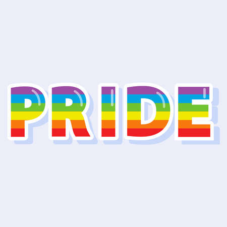 The rainbow word is pride. Sticker on a light background.のイラスト素材