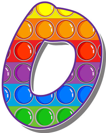 Letter O. Rainbow colored letters in the form of a popular children's game pop it. Bright letters on a white background. Bright letters on a white background.のイラスト素材