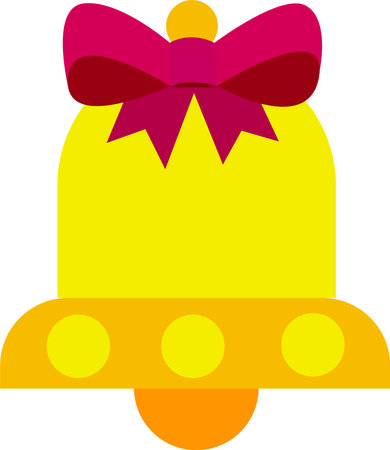 The bell is yellow with a bow .のイラスト素材