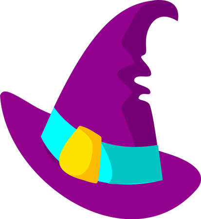 Purple magic wizard hat. Halloween. Illustration on a white background.のイラスト素材