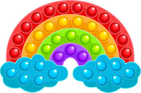 Fashionable anti-stress game, in the form of a rainbow and a cloud.のイラスト素材