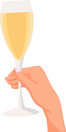 Space for text. Glass in hand. Champagne.のイラスト素材