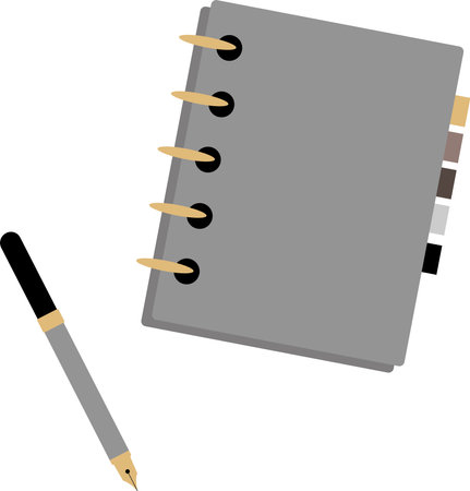 Notepad and pen isolated on a white background.のイラスト素材