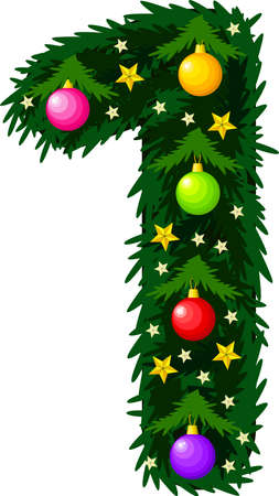 Number 1. Design of the Christmas alphabet and numbers.のイラスト素材