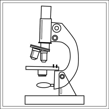 Vector laboratory microscope. Magnifying instrument for microbiology.のイラスト素材