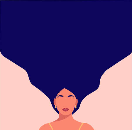 Portrait of a beautiful girl, thinking, reflecting.のイラスト素材
