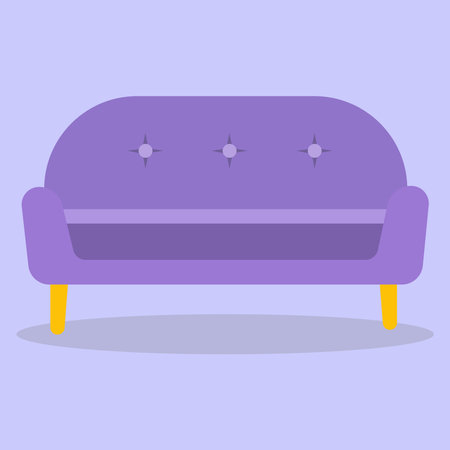 Comfortable soft sofa. Flat vector illustration of a purple sofa.のイラスト素材