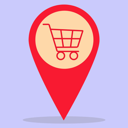Vector illustration. Flat supermarket location symbol. Geolocation point.のイラスト素材