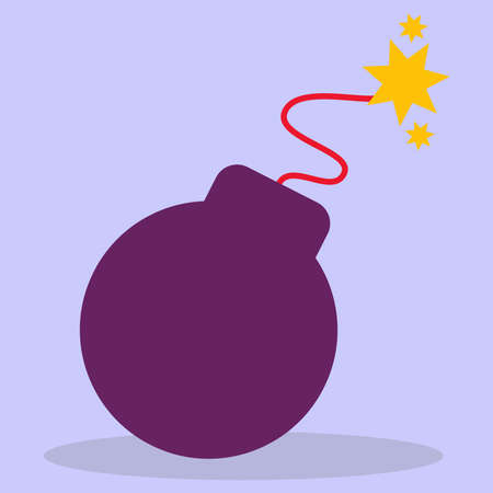 Bomb. A round bomb with an explosion.のイラスト素材