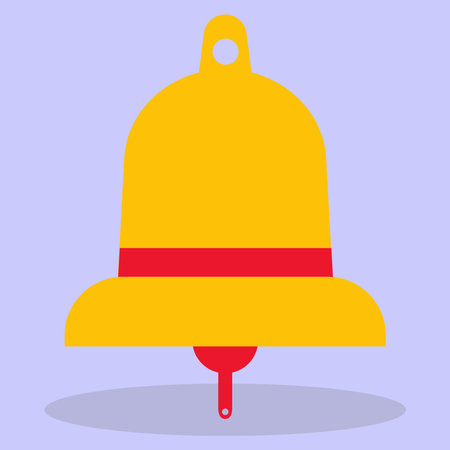 The bell icon. A yellow bell with a red bell. The image is made in a flat style. Vector illustration. A series of business icons.のイラスト素材