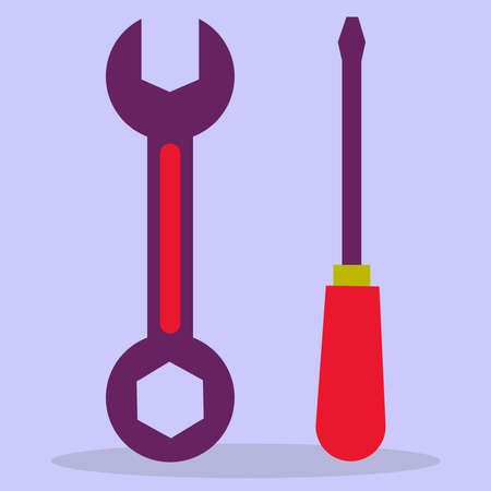 Repair icon. The wrench and screwdriver icon. The image is made in a flat style. Vector illustration. A series of business icons.のイラスト素材