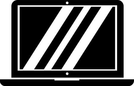 Laptop icon with a blank screen, black silhouette. Highlighted on a white background. Vector illustration. A series of business icons.のイラスト素材