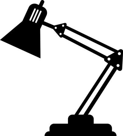 Table lamp icon for work, study, black silhouette. Highlighted on a white background. Vector illustration. A series of business icons.のイラスト素材