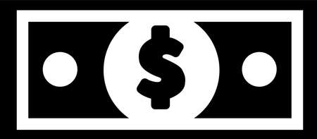 Money icon, paper bill, black silhouette. Highlighted on a white background. Vector illustration. A series of business icons.のイラスト素材