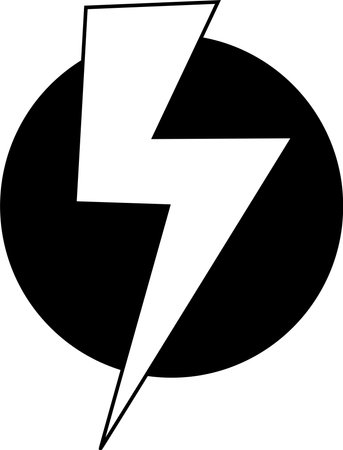 Lightning icon in a circle, black silhouette. A symbol of the energy and electricity of thunder. Highlighted on a white background. Vector illustration. A series of business icons.のイラスト素材