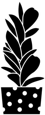 The icon is a houseplant, a flower in a pot, a black silhouette. Highlighted on a white background. Vector illustration. A series of business icons.のイラスト素材