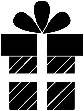 Gift box icon, black silhouette. Highlighted on a white background. Vector illustration. A series of business icons.のイラスト素材
