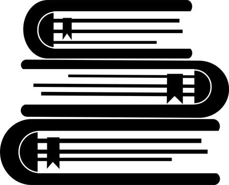Book icon on top of each other, black silhouette. Highlighted on a white background. Vector illustration. A series of business icons.のイラスト素材