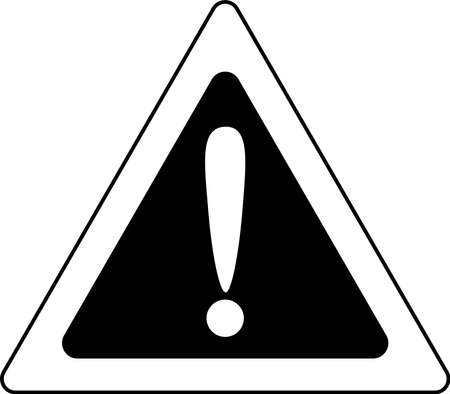 The icon is an exclamation mark in a triangle, black silhouette. Highlighted on a white background. Vector illustration. A series of business icons.のイラスト素材