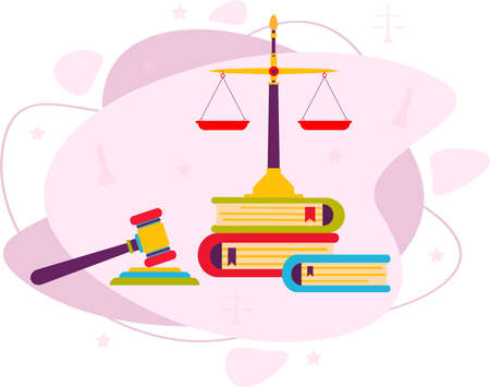 The concept of law and justice judicial hammer books and scales.のイラスト素材