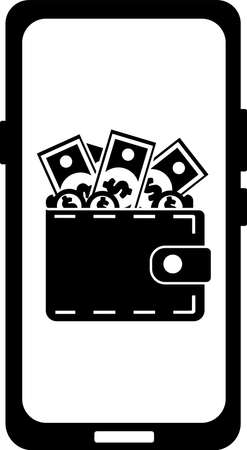 Vector icon of a phone with a wallet.のイラスト素材