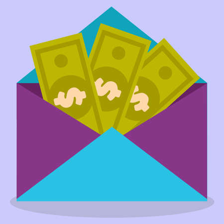 Dollar bills in an envelope.のイラスト素材