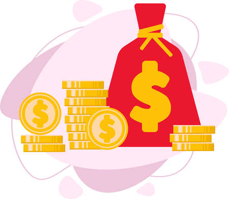 Money. Gold coins. A bag of money.のイラスト素材