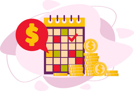 Calendar and money. Notification with a reminder of the payment date.のイラスト素材